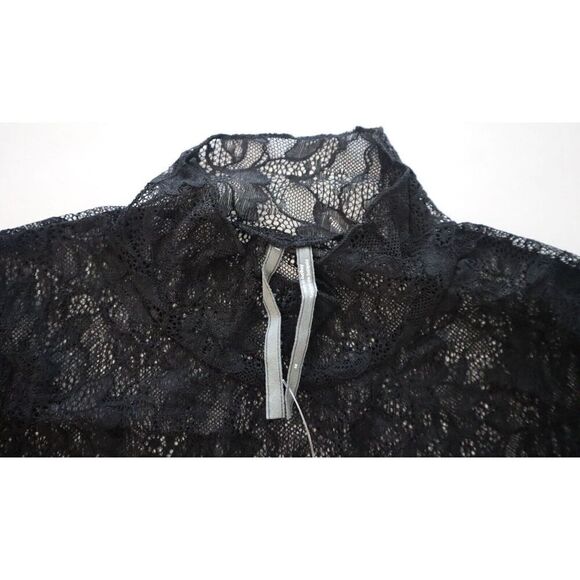 Anthropologie OB1565992 Women's Sz M Black Lace Layering Mock Neck L/S Top - Picture 3 of 8